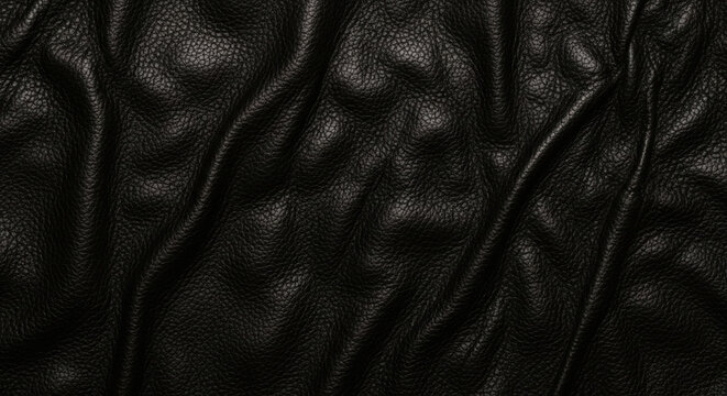 Luxury dark brown pebbled leather texture background with folds