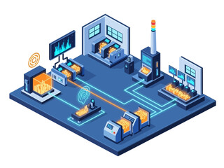 Fototapeta premium Modern automated factory production line with advanced technology.