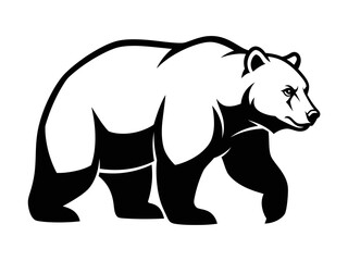 Obraz premium Stylized Black and White Illustration of a Powerful Bear.