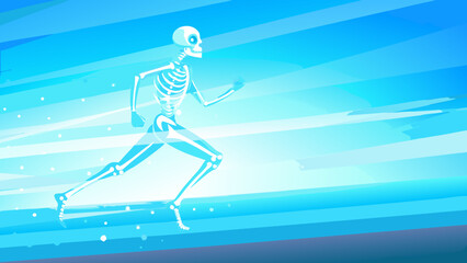Fototapeta premium Skeleton Running Pose Scene Vector Illustration o