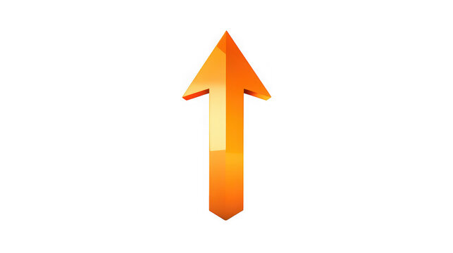 An orange arrow pointing upwards on transparent background