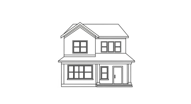 Architectural drawing of a two story house exterior.