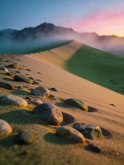 Naklejka premium Atmospheric Nature Sand Dune Textures at Golden Hour