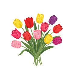 Obraz premium Colorful Spring Bouquet of Tulips in Bright and Soft Shades