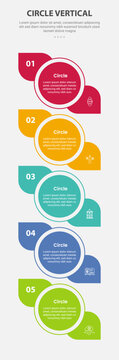 Circle base shape mobile vertical template infographic with big circle with outline and leaf side badge for mobile smartphone content with 5 points