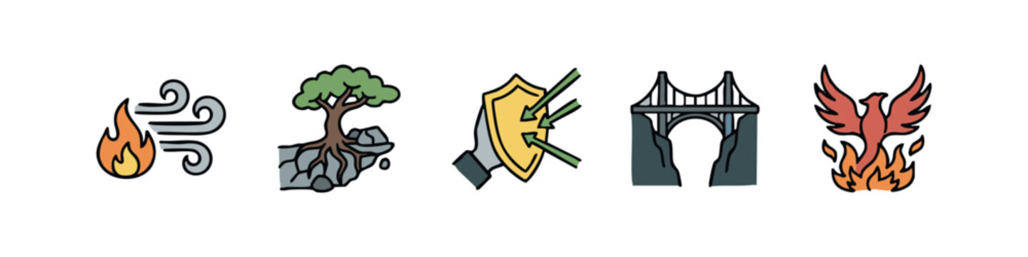 Strength and Protection Metaphor Icon Set