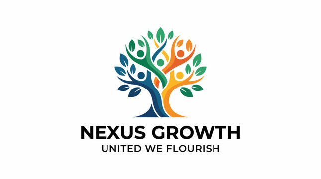 This vibrant tree logo symbolizes unity, growth, and flourishing, perfect for organizations focused on collective growth and environmental sustainability.