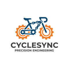 Fototapeta premium This logo features a bicycle design integrated with gear elements, representing precision engineering and innovation in the cycling industry.