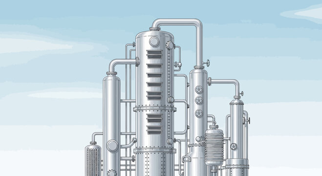 Industrial distillation column for chemical processing, oil refining, and petrochemicals