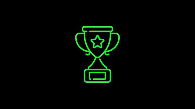 A trophy with a star on a green background