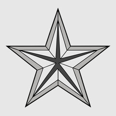 Obraz premium Black and white star shape with geometric lines and light gray background