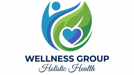 Obraz premium This logo emphasizes holistic health and well-being, featuring vibrant figures and a heart symbol to represent compassion, wellness, and a supportive community environment.