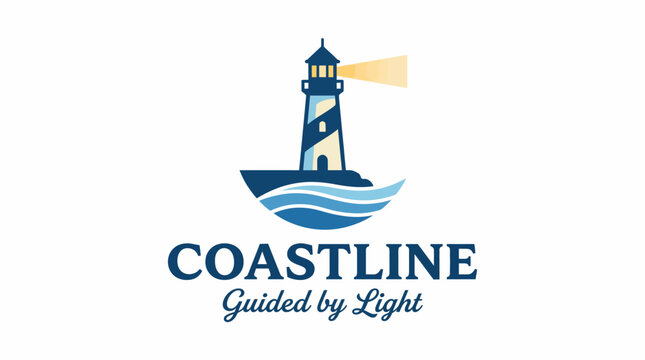 This beautiful lighthouse logo represents guidance and security, ideal for companies focused on navigation, maritime services, or coastal tourism and preservation.