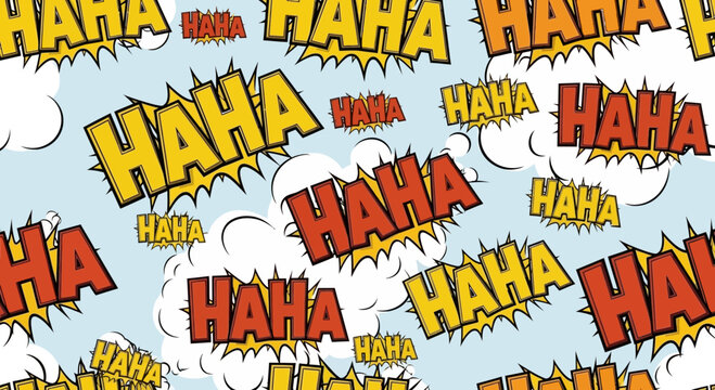 Comic Book Style "HAHA" Laughter Pattern Background