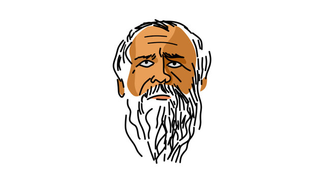 Heraclitus portrait, flat vector illustration