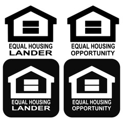 Equal Housing Opportunity Lander Icon Symbol in Black and White © Muhammad