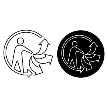 Walking Pedestrian Figure  triman Inside Circle with Arrows Outline and Solid Icon