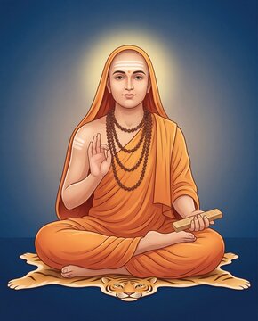 Adi shankaracharya jayanti poster design in vector style.