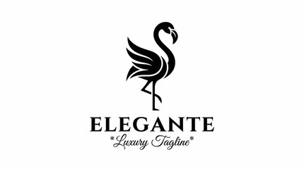Fototapeta premium This image showcases a sophisticated flamingo logo, symbolizing elegance and luxury, perfect for branding in high-end markets and service industries.