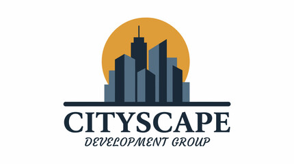 Obraz premium This sophisticated logo showcases a modern skyline silhouette, symbolizing innovation, urban development, and progress, ideal for real estate or development companies.
