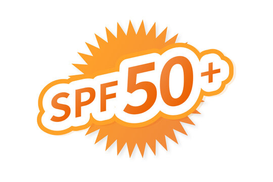 SPF50+サンバーストバッジのシンプルアイコン｜日焼け止め・UV対策・紫外線防止・コスメLP・高SPF表示