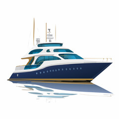 Large White Luxury Yacht Boat. © Saha