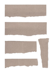 Fototapeta premium Five pieces of torn brown cardboard
