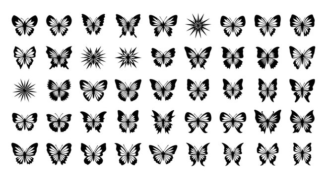 Collection of various butterfly silhouettes.