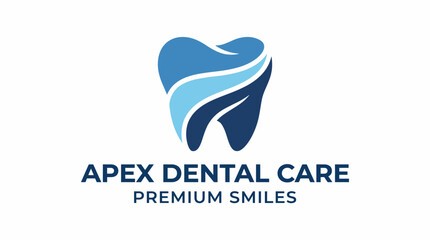 Obraz premium This modern logo represents Apex Dental Care, showcasing a tooth symbol that embodies premium dental services and a commitment to excellent oral health for clients.
