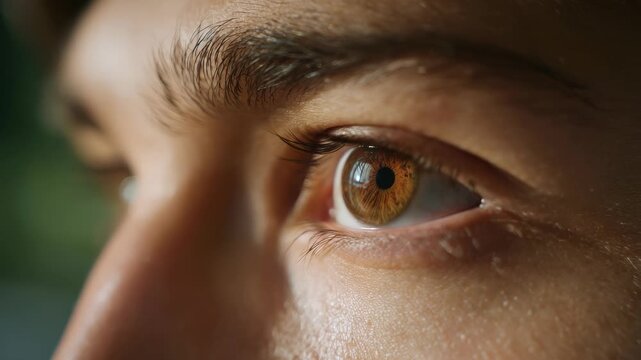 Close Up of a Person's Eye Reflecting Light in Natural Setting