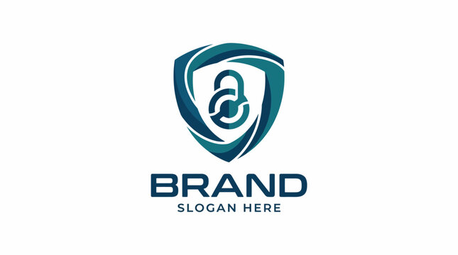 A sophisticated logo design featuring a lock symbol within a shield, representing safety and security, ideal for brands in cybersecurity and protection services.