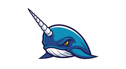 Cartoon Narwhal Head with Tusk Illustration. © Muhammad