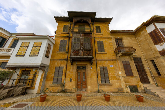 Colonial style buildings in Zahra street. Nicosia, Cyprus