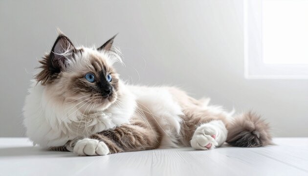 Ragdoll cat resting in a mini