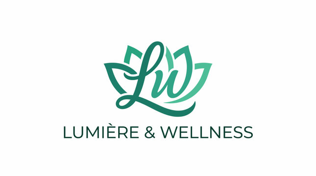 This sophisticated logo encompasses a stylized lotus flower combined with elegant typography, embodying serenity and wellness, ideal for health and beauty brands aiming for luxury.