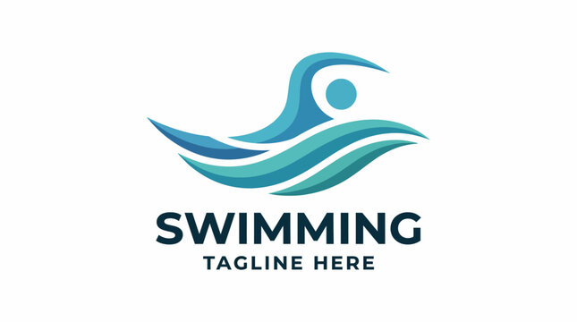 This dynamic logo features fluid lines and shapes representing swimming, ideal for aquatic brands, sports teams, or fitness organizations looking to convey agility.