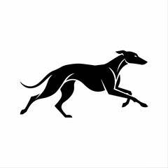 Fototapeta premium Greyhound dog running fast silhouette.