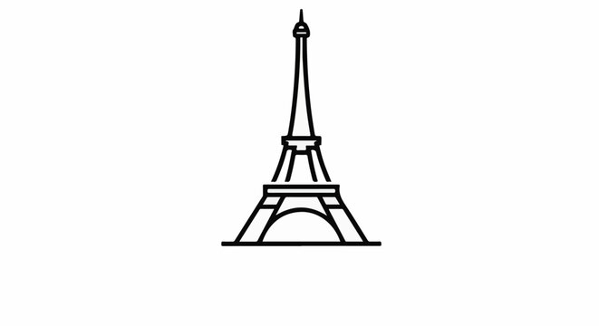 Iconic tall metal tower, a recognizable Parisian landmark, simplified line art