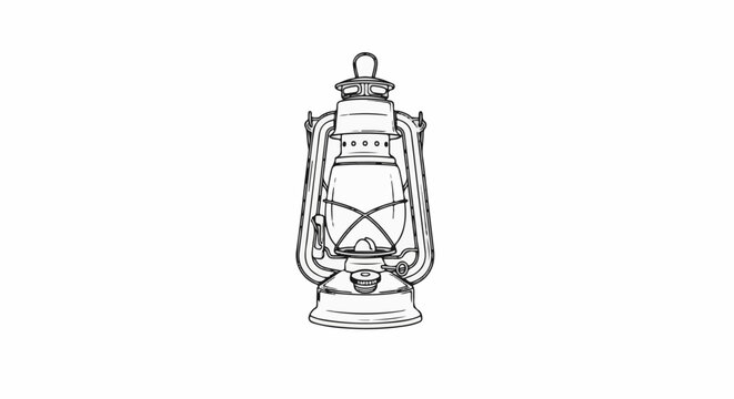 Hand-drawn sketch of a vintage kerosene lantern with a glass reservoir