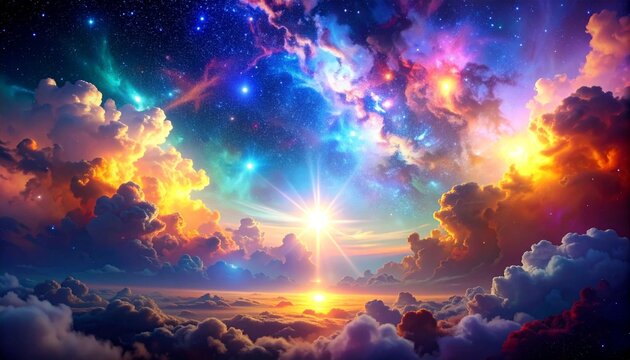 Cosmic cloudscape with celestial light