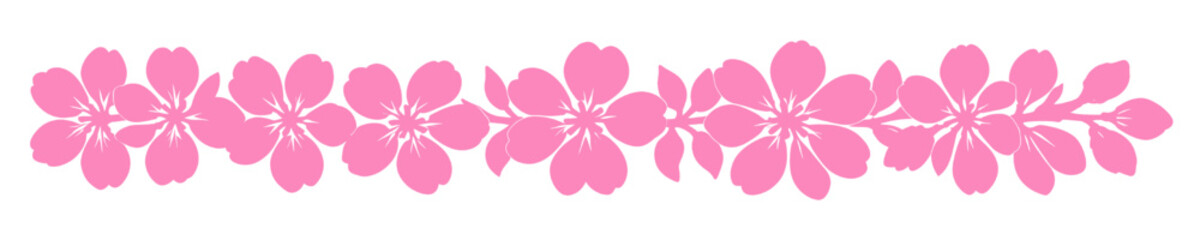 Pink cherry blossom border with sakura flowers forming a soft decorative horizontal floral edge ideal for spring designs invitations greeting cards and feminine layouts © Sunil