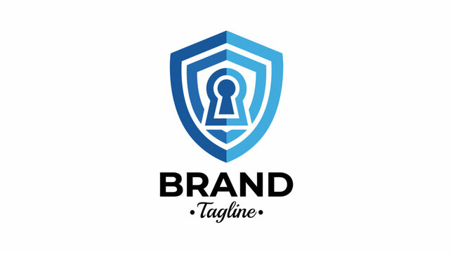 This strong logo design features a shield with a keyhole, symbolizing security, safety, and protection, emphasizing trust and reliability for a reputable business brand.