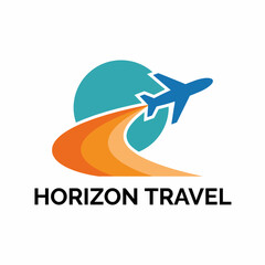This logo represents a plane soaring over a colorful horizon, invoking travel and adventure sentiments, perfect for a travel agency seeking modern branding. © Xiaoling