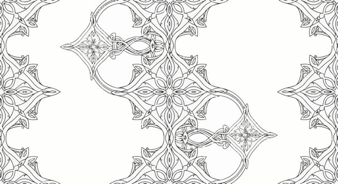 Intricate Celtic knotwork and floral patterns fill the frame