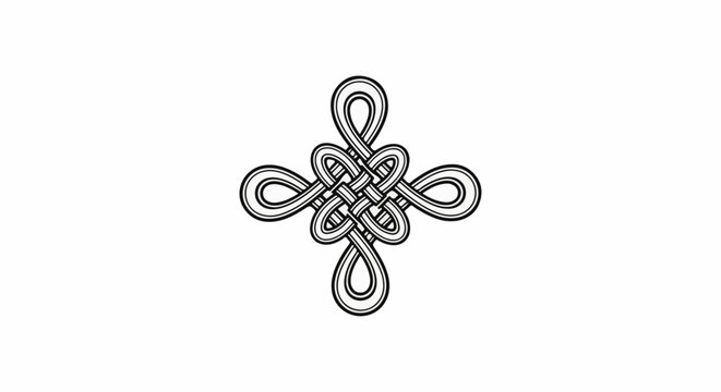 Intricate interwoven knot pattern with loop elements