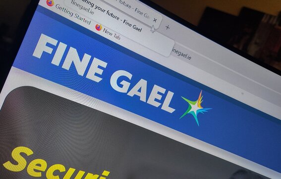 a computer screen with fine gael irish political party,fine gael website