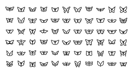 Obraz premium Collection of various butterfly icons.