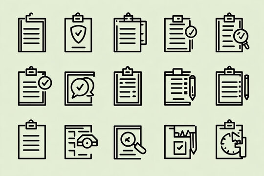 List dropdown thin line vector icon set