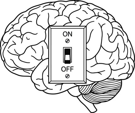 Human brain with an electrical light switch