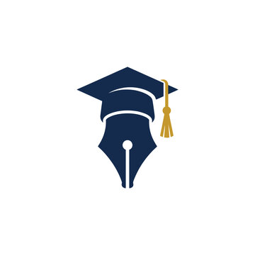 This logo blends a graduation cap with a pen nib, symbolizing education and knowledge. Ideal for schools, universities, and educational programs.